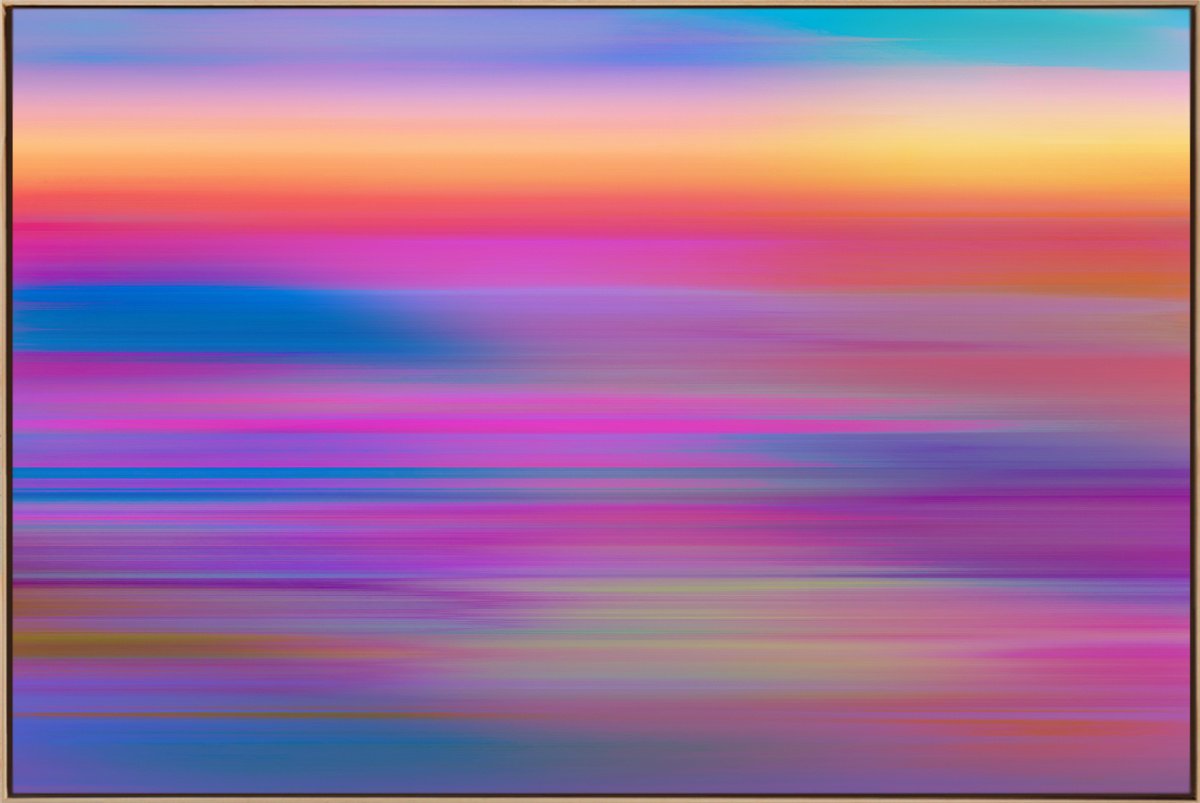 Abstract Landscape Acrylic Painting By Jonas Peres, 59 X 39, Sunset Sea, Study 2, Original Artwork