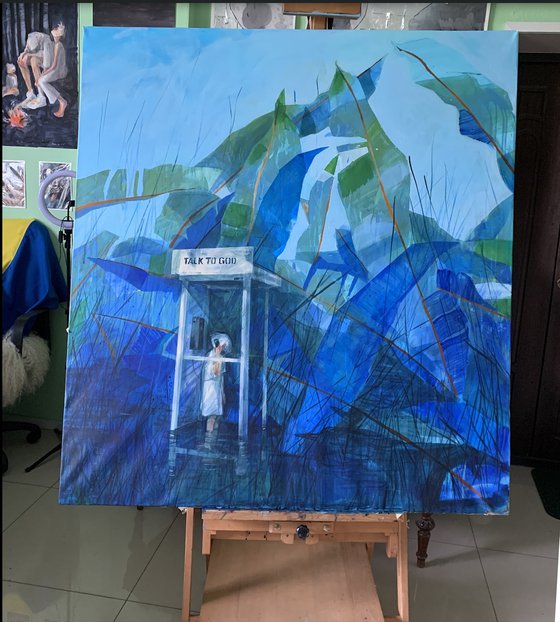 Talk to God, Spiritual Art, Acrylic 110x120cm