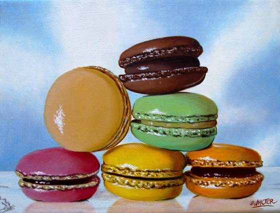 Macaroons with blue sky