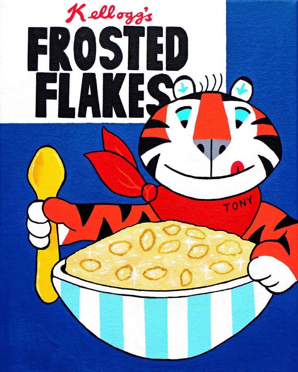 Frosties Vintage Breakfast Cereal Box - Pop Art Painting on Canvas by Ian Viggars