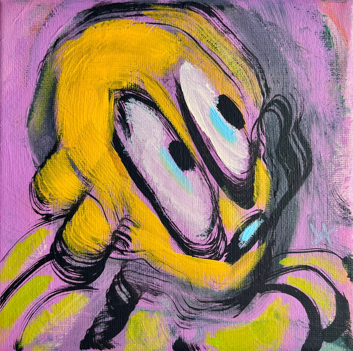 Expressive Portrait Painting By Yulia Ani, 5 X 5", Johann - A Small Portrait, Original Artwork