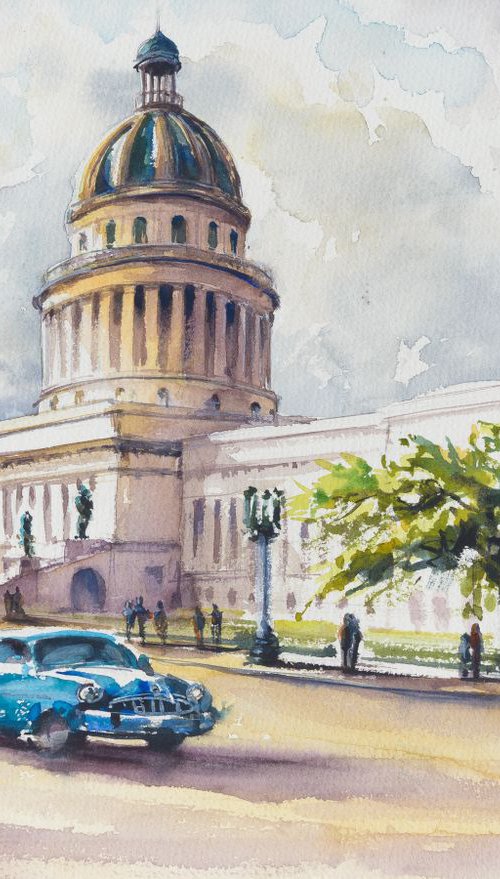 Capitol, Havana,Cuba watercolors painted. by Eve Mazur