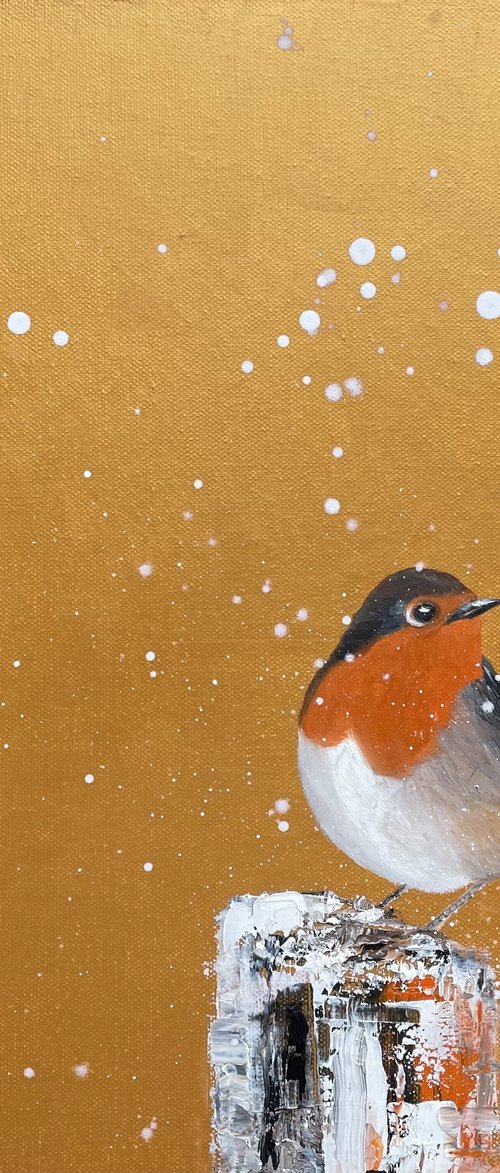 Red Robin in the Snow by Laure Bury