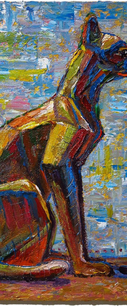Original Oil Painting Cat by David Padworny