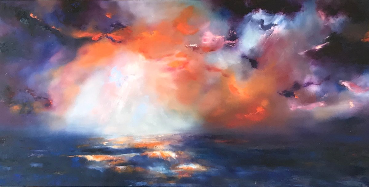 Expressive Oil Painting , Light In The Storm By Nicole Tudor-Williams, 47 X 24, Artwork For Sale On Artfinder