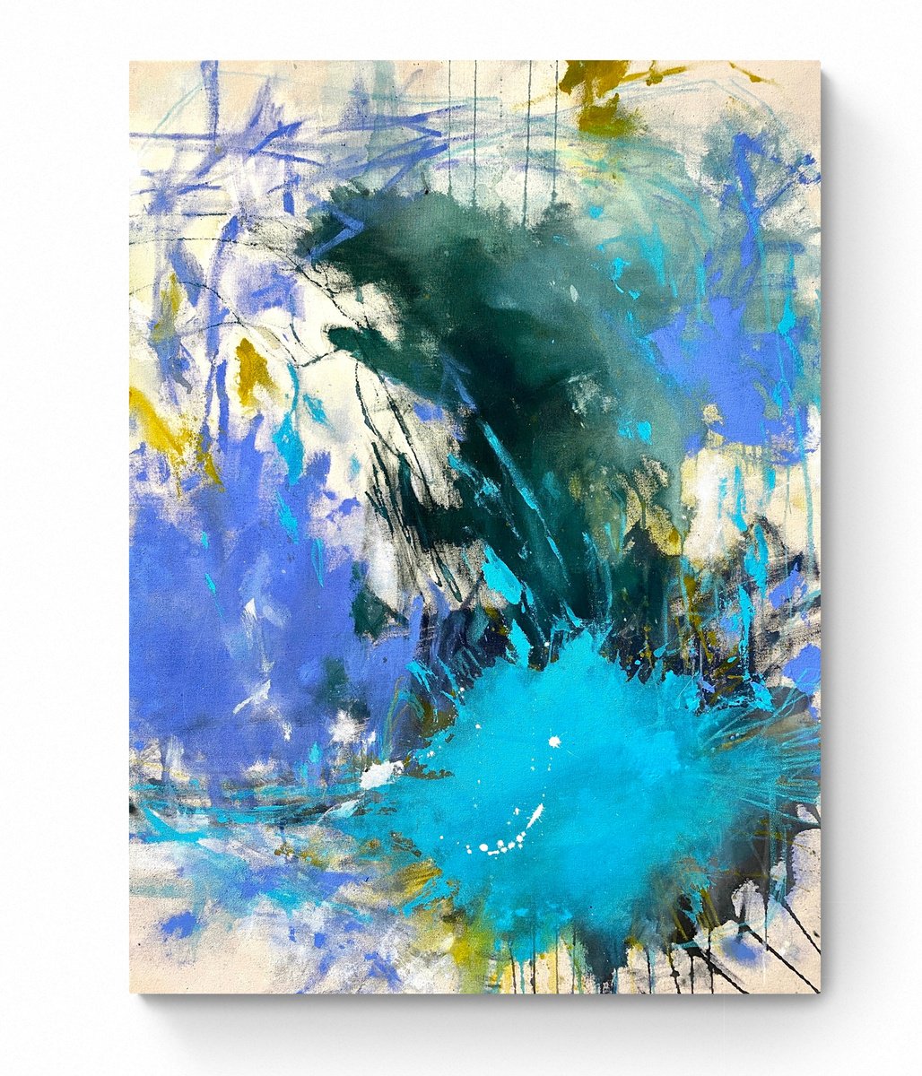 Expressive Abstract Acrylic Painting By Cristina Dalla Valentina, 24 X 31, Walking In The Deep Woods, Original Artwork