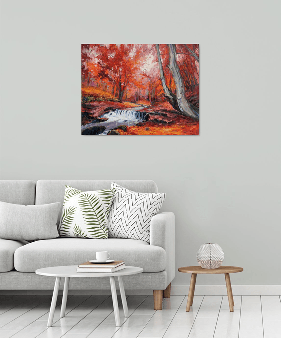 " river in autumn forest "