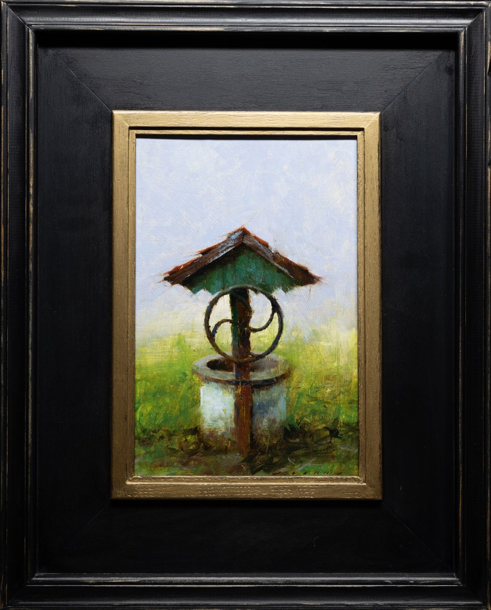 Impressionistic Landscape Oil Painting By Rostyslav Malysh, 16 X 20", "Old Well", Original Artwork