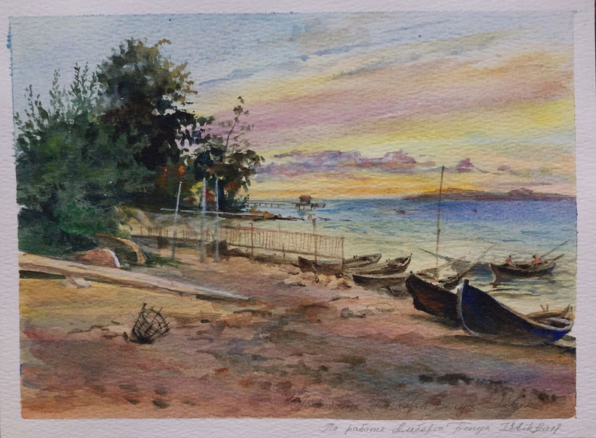 Free copy of Albert Benois work Evening at the seaside by Irina Bibik-Chkolian