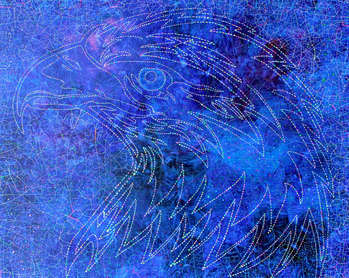 Expressive Animal Acrylic Painting By Tingqun Zhang, 39 X 31", Eagle, Original Artwork