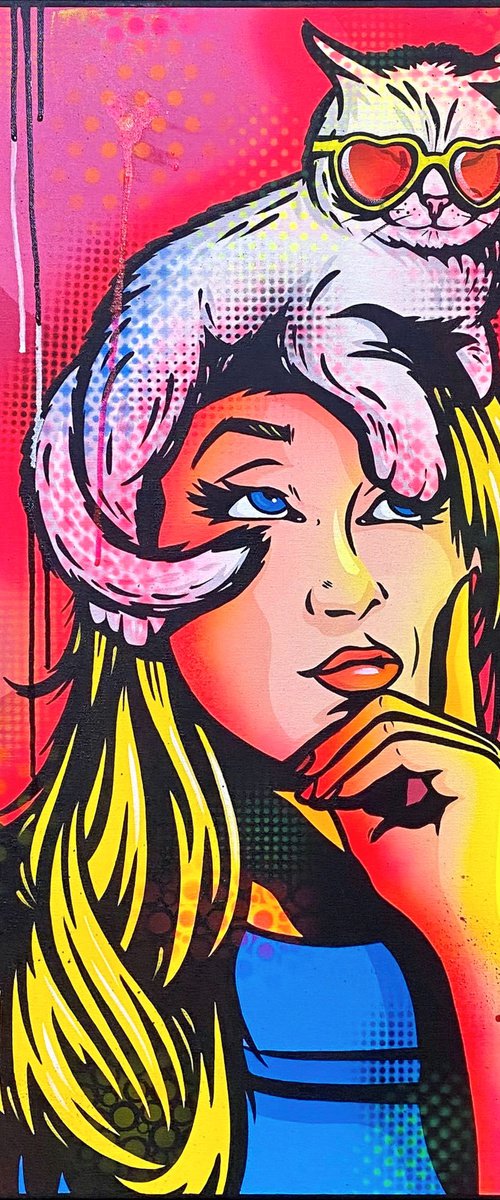 Cat On A Hot Blonde Head by Jamie Lee