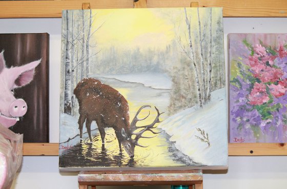 Snowy stag