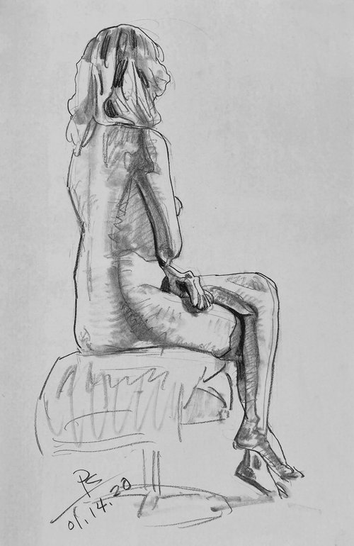 live model Drawing by Paul Cheng