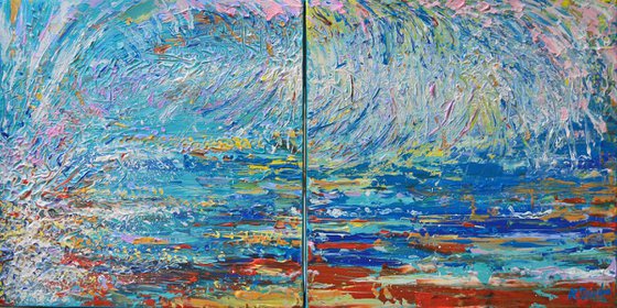 "Blue Wave" (Diptych)