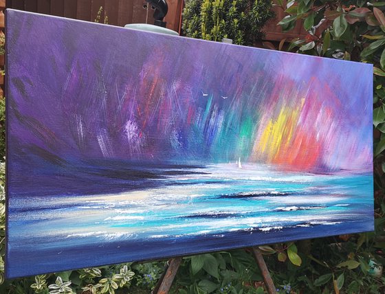 "Chasing Rainbows" - Cornish Seascape, Art, Skyscape