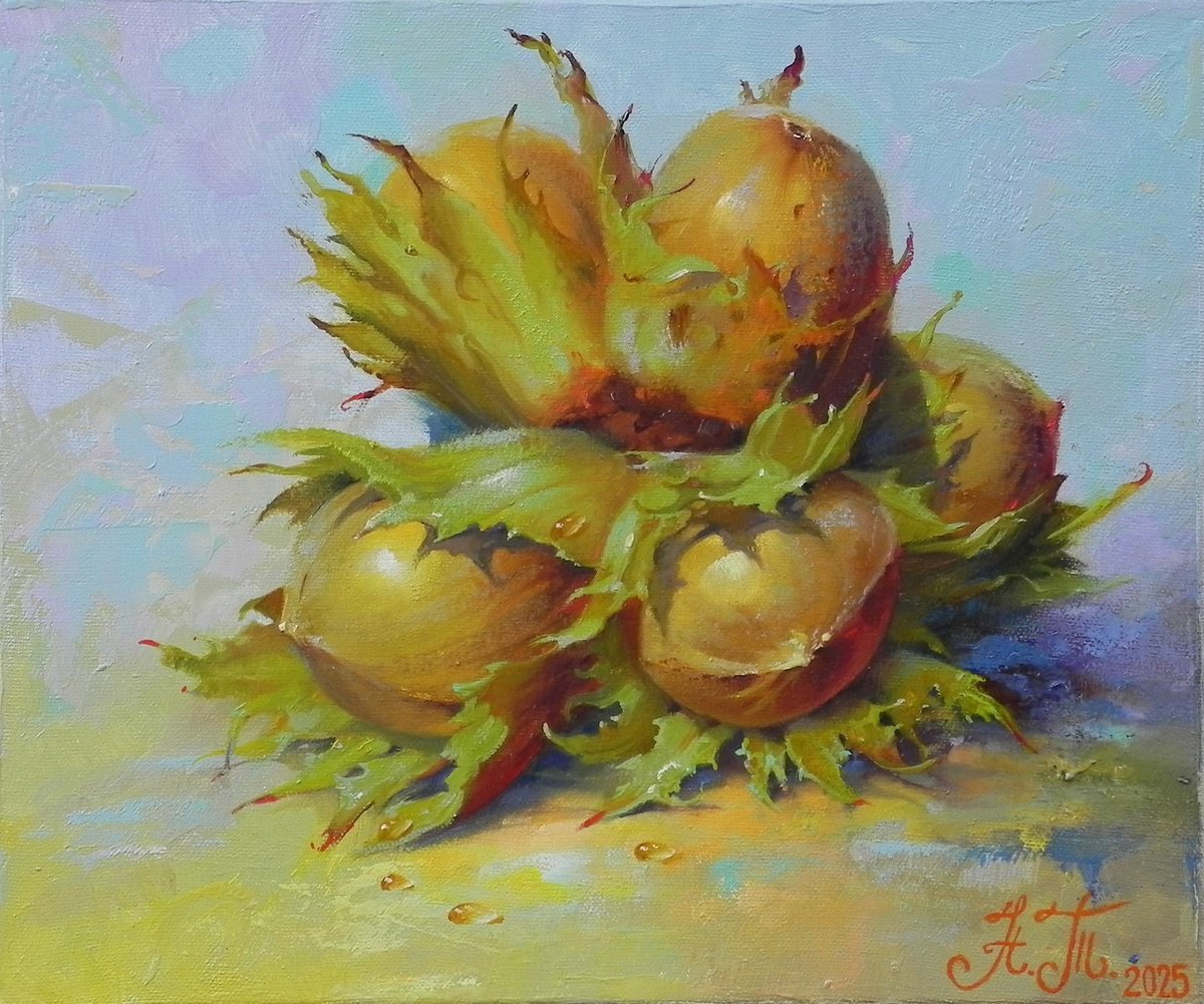 Impressionistic Still Life Oil Painting By Tetiana Novikova, 12 X 10", "Richness Of Nature", Original Artwork