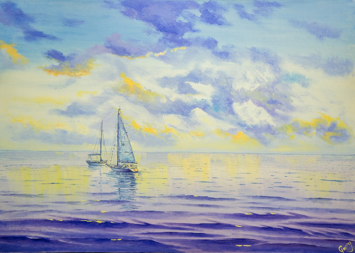 Impressionistic Landscape Oil Painting By Garry Arzumanyan, 28 X 20, Calm 08, Original Artwork