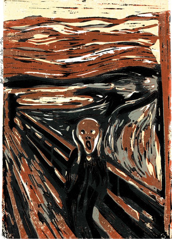 Der Schrei - Linoprint inspired by Munch