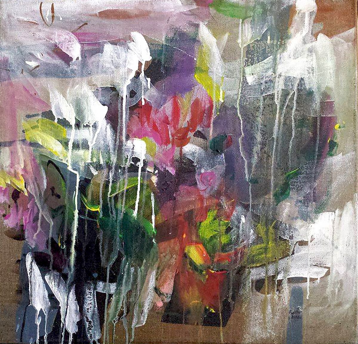 Expressive Abstract Acrylic Painting By Florina Breazu, 25 X 24, Morning Vi, Original Artwork