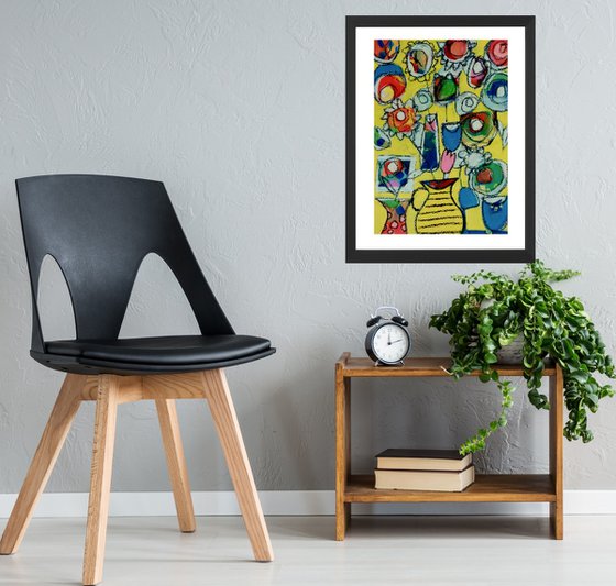 Abstract Floral on Yellow