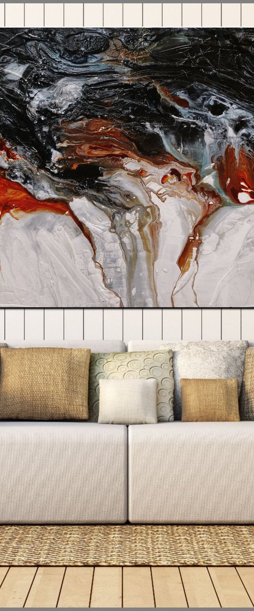 Oxide Coast 200cm x 120cm Black Oxide Textured Abstract Art by Franko