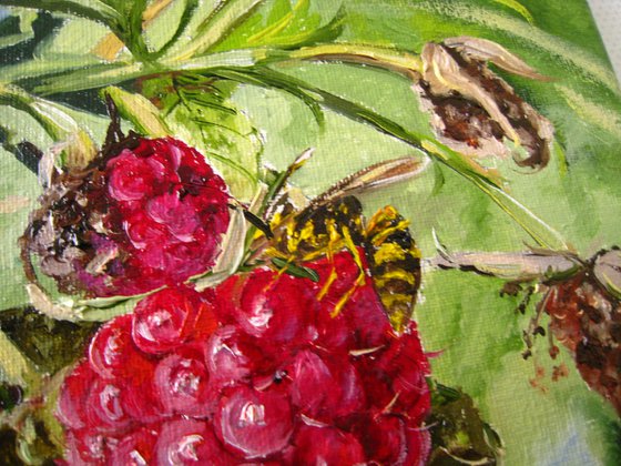 Summer Raspberries and Wasps