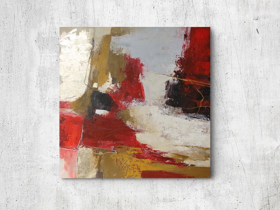 "Florid 2" Abstract red gold acrylic art