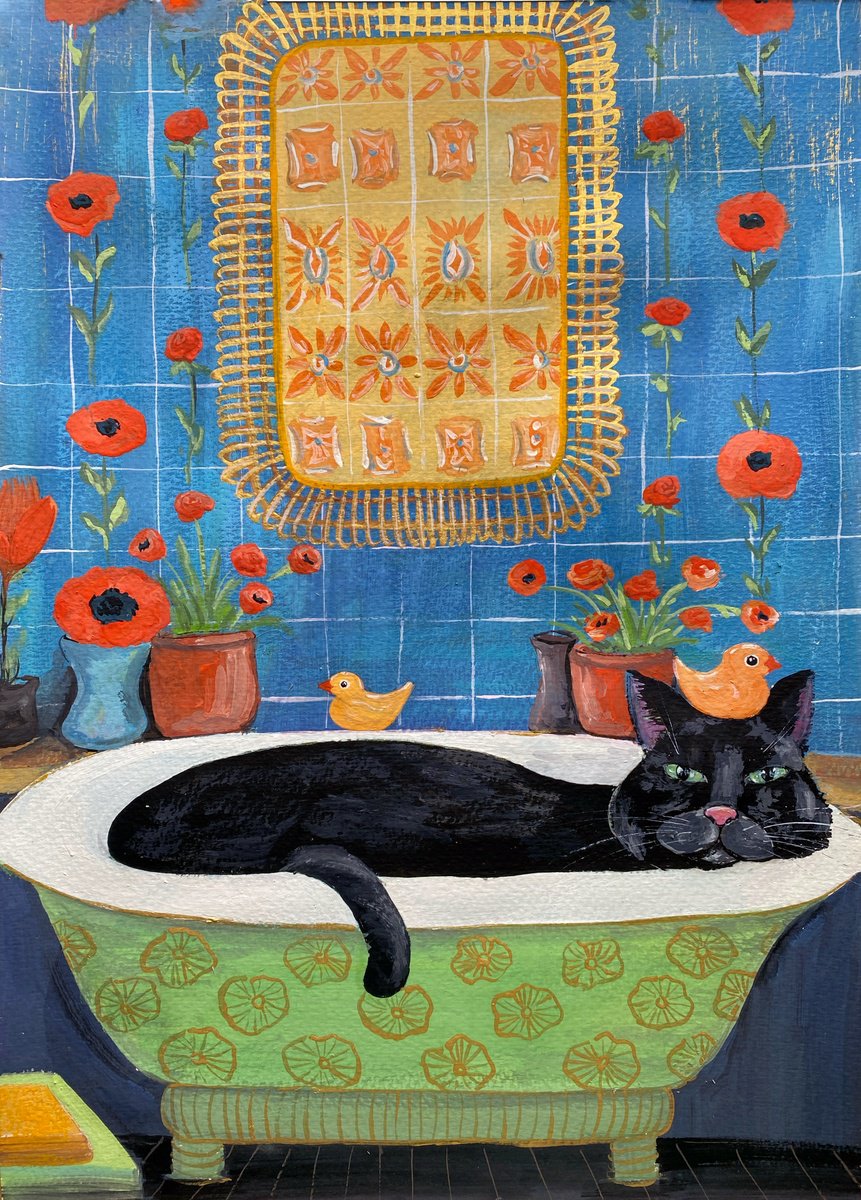 Whiskers and Whims: Home Adventures of a Black Cat - Relax by Tetiana Savchenko