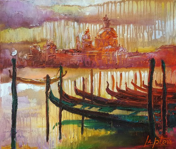 Venice summer rain - original oil landscape painting