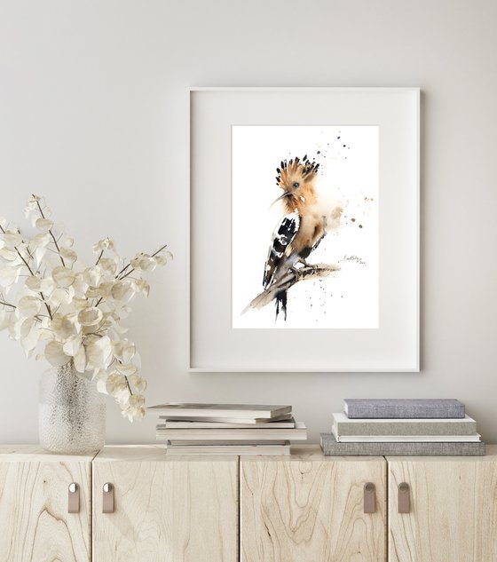 Hoopoe Bird Watercolor Painting