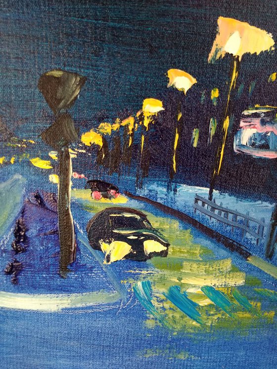 Summer Night in The City. Pleinair painting