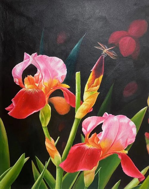 Realism oil painting:flowers t209 by Kunlong Wang