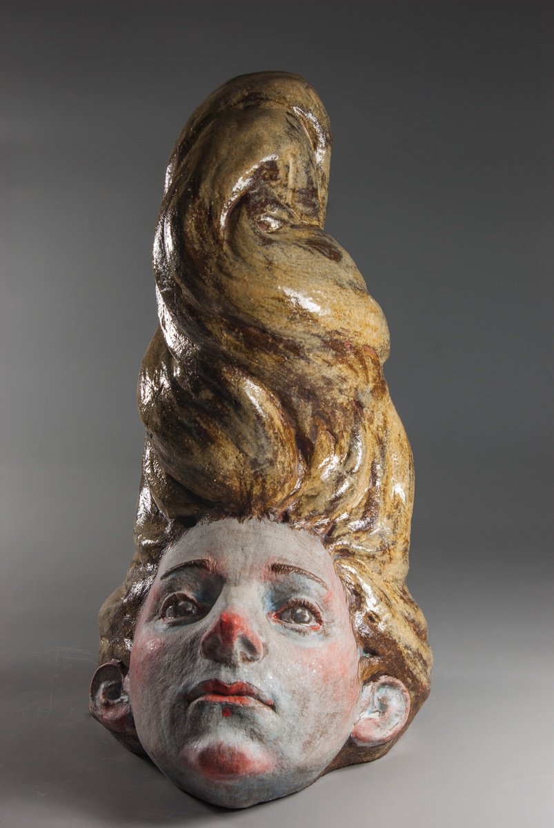 Expressive Portrait Clay Sculpture By Nadiia Otriazha Fedir Bushmanov, 9 X 18", Breeze, Original Artwork