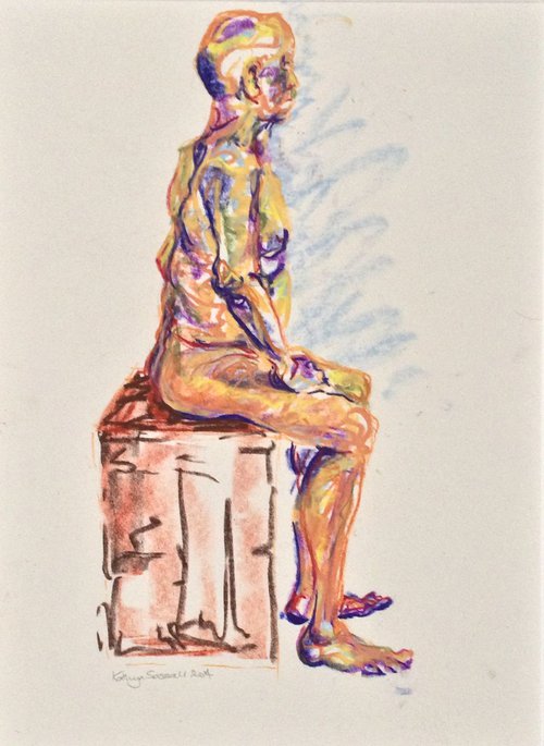 Seated - Male Nude by Kathryn Sassall