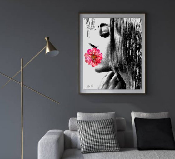 Girl with Flower in Profile