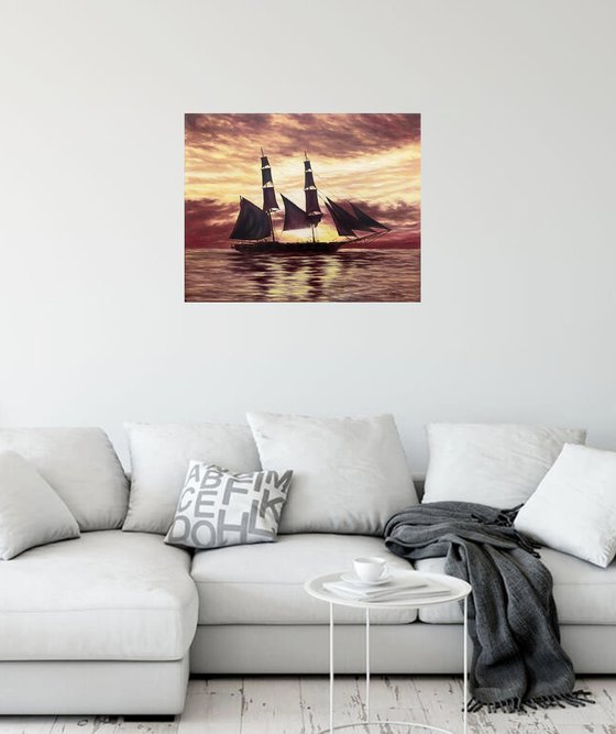 Sails in the orange sunset