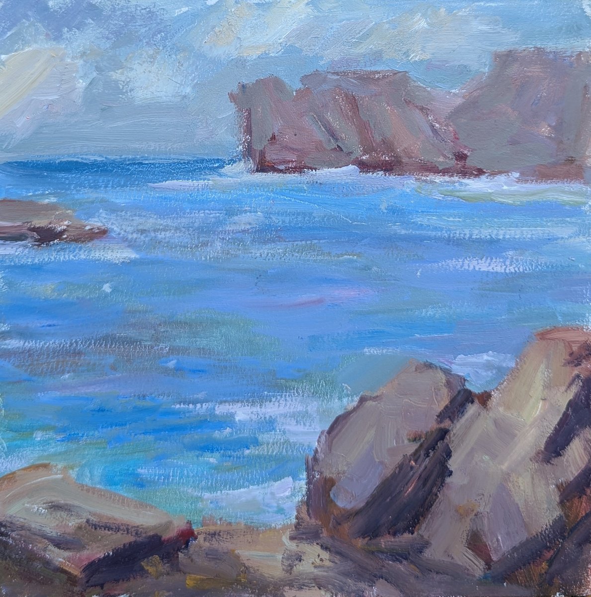 Impressionistic Landscape Oil Painting By Olga Samar, 8 X 8", After Rain, Original Artwork