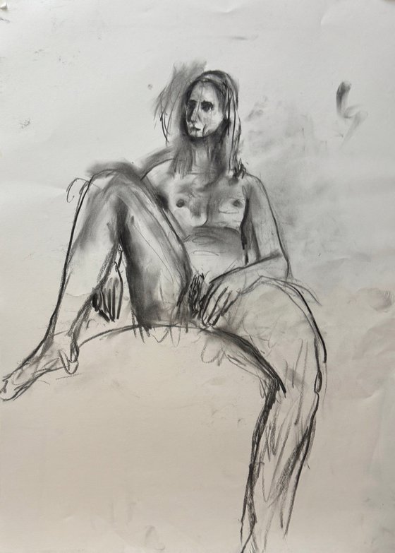 Nude Zoma 2 - 16x23 Oil and Charcoal On Paper