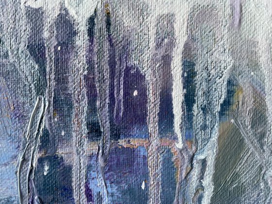 "Indigo orchids". Flowers original oil painting.