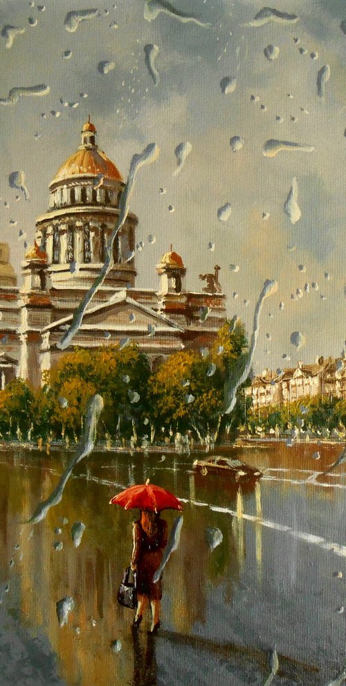Sankt Peterburg through the rain window,  Modern painting, EXCELLENT WORK,  Order the same artwork by Borko Sainovic