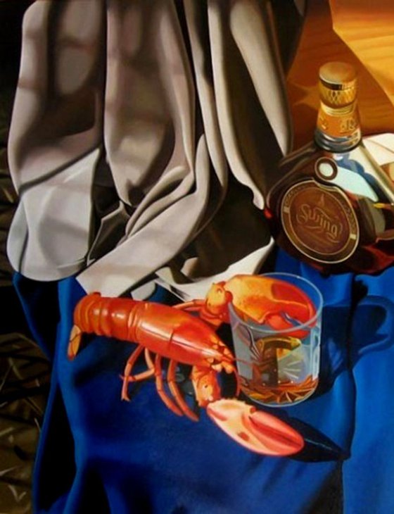 Still life with a lobster, Original canvas art