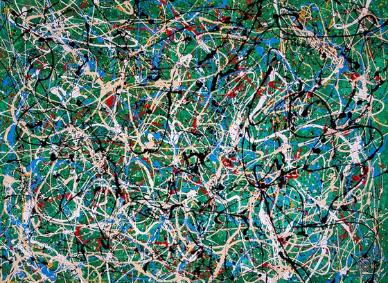 - Pagi N-17 - (W)130x(H)95 cm. Style of JACKSON POLLOCK. Abstract Expressionism Painting