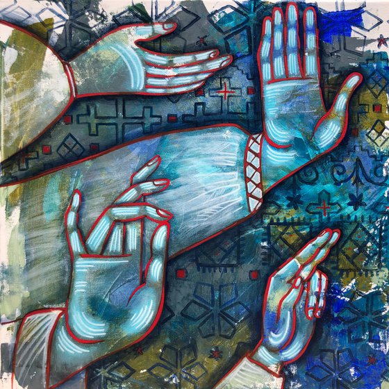 “Personal boundaries” abstract folk hand painting