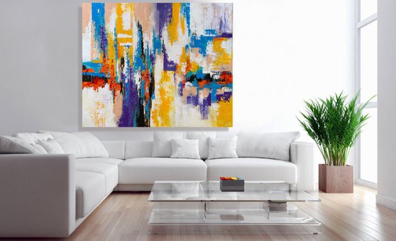 Stay Close To Me - XL LARGE,  TEXTURED ABSTRACT ART, PALETTE KNIFE ART – EXPRESSIONS OF ENERGY AND LIGHT. READY TO HANG!