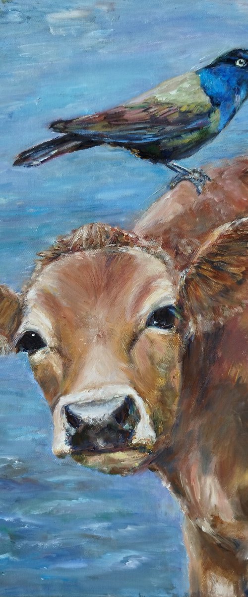 In The Company Of A Cow by Jura Kuba Art