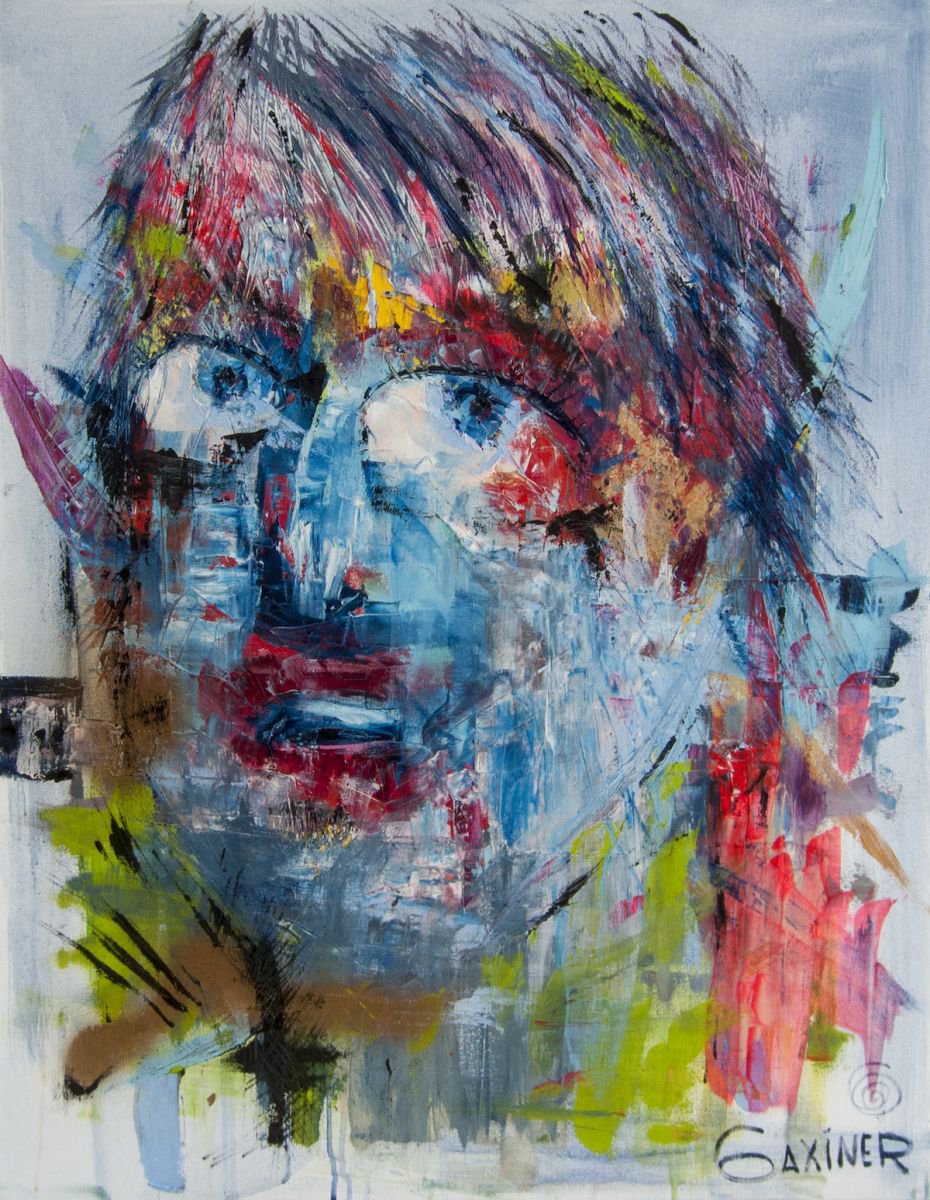 Impressionistic Portrait Oil Painting By Leo Baxiner, 31 X 39", Passion., Original Artwork