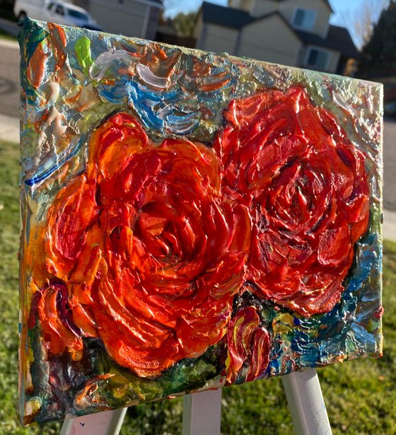 Roses Impasto with a palette knife
