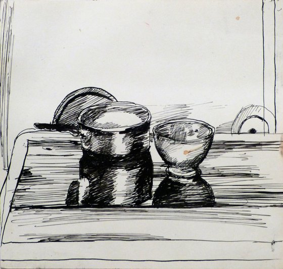 Still Life: Cooking Pot And Bowl #2, 24x23 cm