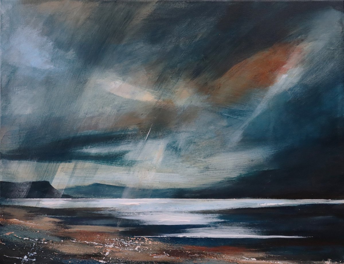 Impressionistic Landscape Acrylic Painting By Ian Macphie, 24 X 20, Twilight Shores Portree, Original Artwork