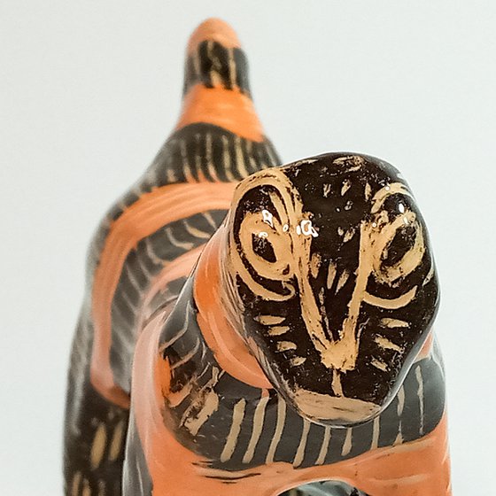 Ceramic sculpture Tiger 14x8 x4 cm